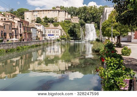 Scenic Waterfall Of Isola Del Liri, Small Town In The Province Of Frosinone, Lazio, Central Italy.