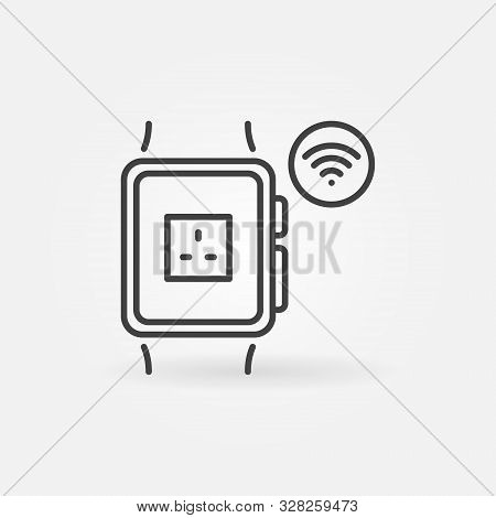 Smart Watch With Uk Smart Socket App Vector Icon In Thin Line Style