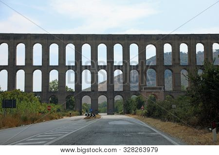 Ancient Aqueduct Called Carolino Near Caserta City In South Italy