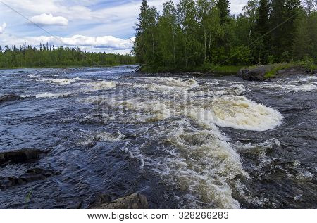 Krasnobystry Rapids On The River Keret. Karelia, Russia, End Of June.
