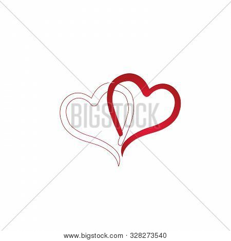 Two Hearts Connected. Valentine Day. Love Hearts. Stock Vector Illustration Isolated On White Backgr