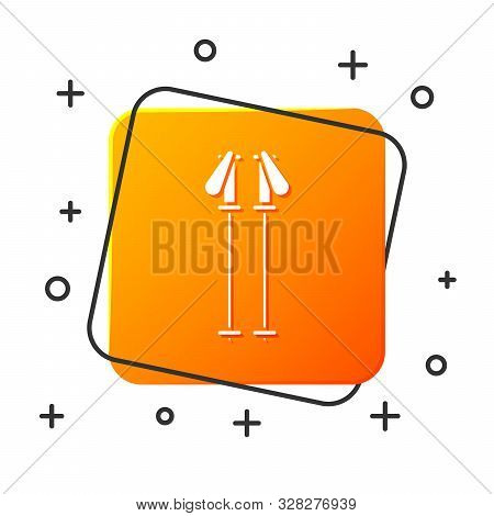 White Ski Poles Icon Isolated On White Background. Extreme Sport. Skiing Equipment. Winter Sports Ic
