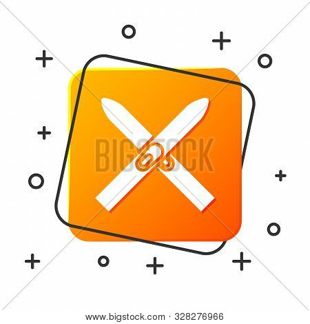 White Ski And Sticks Icon Isolated On White Background. Extreme Sport. Skiing Equipment. Winter Spor