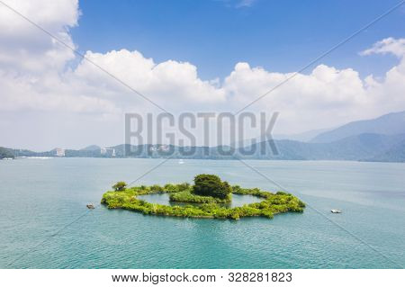 aerial view of a small island named 