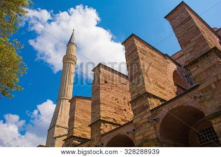 Part Of The Exterior Of  Ayasofia Or Hagia Sofia In Sultanahmet, Istanbul, Turkey. Built In 537 Ad A