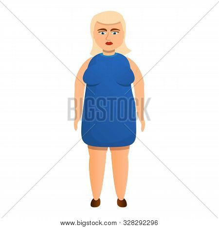 Overweight Blonde Woman Icon. Cartoon Of Overweight Blonde Woman Vector Icon For Web Design Isolated
