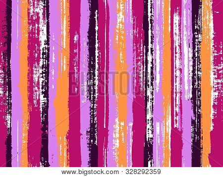 Watercolor Strips Seamless Vector Background. Acrylic Paint Texture Swatch Repeating Design. Striped