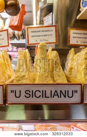 Ventimiglia Italy. 14 June 2019. A Colourful Display Of Cheese At The Local Market In Ventimiglia It