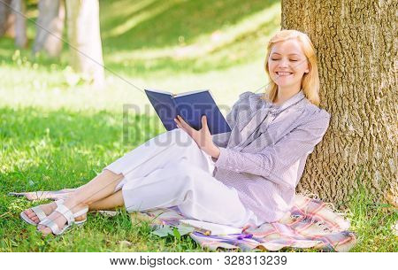 Business Lady Find Minute To Read Book Improve Her Knowledge. Self Improvement And Education Concept