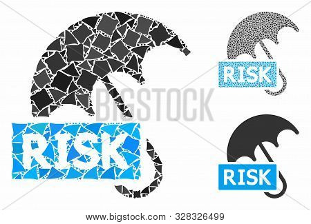 Risk Umbrella Mosaic Of Uneven Parts In Different Sizes And Color Tones, Based On Safety Umbrella Ic
