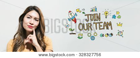 Join Our Team With Young Woman In A Thoughtful Fac
