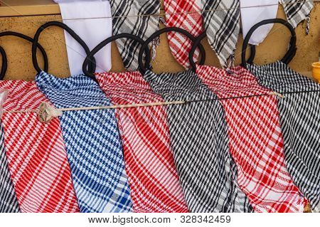 Keffiyeh Or Kufiya(traditional Arabian Male Headdress) For Sale In Egyptian Bazaar