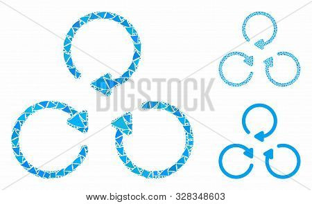 Rotation Mosaic Of Joggly Items In Variable Sizes And Color Tinges, Based On Rotation Icon. Vector J
