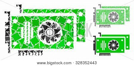 Video Cards Composition Of Inequal Elements In Variable Sizes And Color Tones, Based On Video Cards 