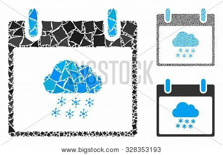 Snow Cloud Calendar Day Composition Of Trembly Parts In Various Sizes And Color Hues, Based On Snow 