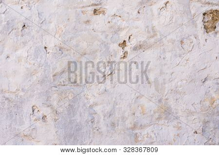 White Plastered Repeatedly Brick Wall Texture. Whitewash Brick Wall Facade Building Surface. White W