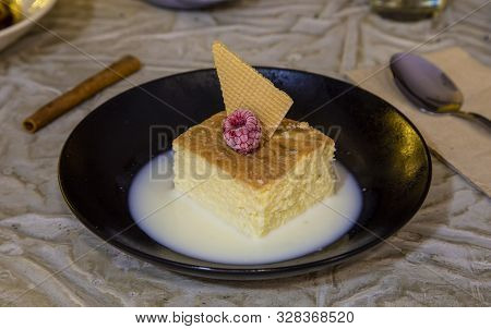 Three Milkssponge Cake Bathed In Three Types Of Milk.typical Peruvian Dessert