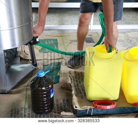 Cyprus, Kyrenia - October, 2019: The Process Of Producing Olive Oil In A Modern Oil Mill In Northern