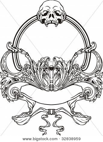 Rám s lebkou ve stylu Art Nouveau