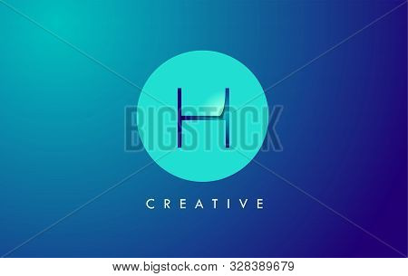 H Letter Logo Icon Design With Paper Cut Creative Look Vector Illustration In Blue Green Colors.