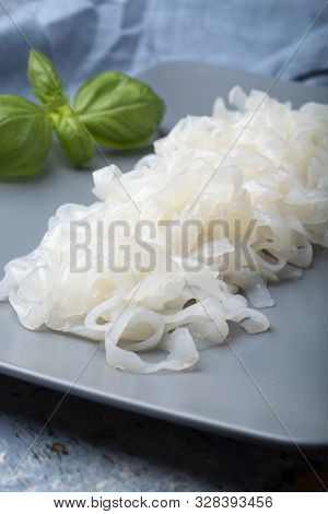 White Konjac Shirataki Noodles, Gluten Free And No Fat Diet Vegetarian And Vegan Asian Food
