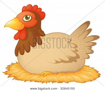 ไก่วางบนซ้อนของไข่ - รูปแบบเวกเตอร์ EPS ยังมีผลงานของฉัน