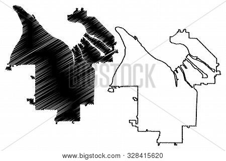 Tacoma City ( United States Cities, United States Of America, Usa City) Map Vector Illustration, Scr