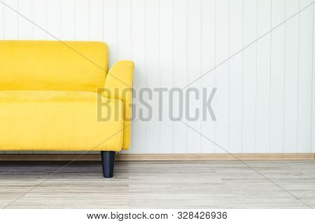 Interior Yellow Sofa On Living Room Background