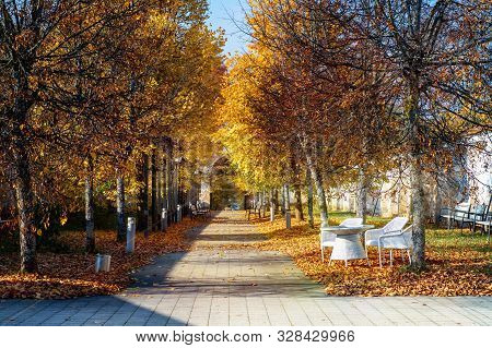 Colorful Autumn In Pazaislis Monastery In Kaunas. Lithuania.