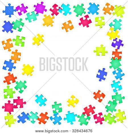 Game Mind-breaker Jigsaw Puzzle Rainbow Colors Parts Vector Illustration. Group Of Puzzle Pieces Iso