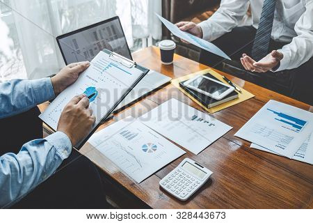 Business Team Partner On Meeting Brainstorming In Investment Ideas Marketing Planning Project And Pr