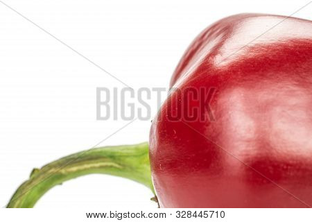 One Whole Sweet Red Bell Pepper Isolated On White Background