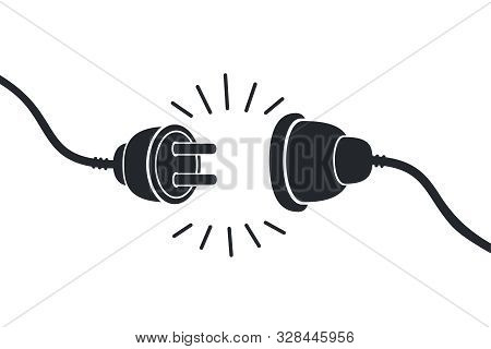 Electric Socket With A Plug. Connection And Disconnection Concept. Concept Of 404 Error Connection. 