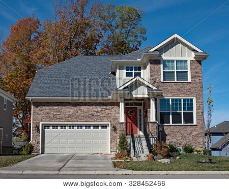 New Custom Built Stone House in Autumn Season 
