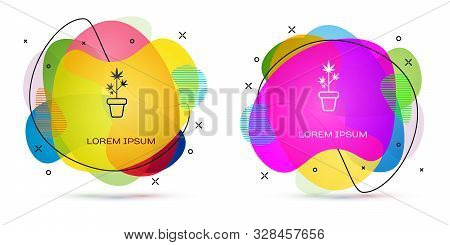 Color Medical Marijuana Or Cannabis Plant In Pot Icon Isolated On White Background. Marijuana Growin