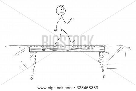 Vector Cartoon Stick Figure Drawing Conceptual Illustration Of Man Or Businessman Walking And Crossi