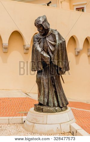 Monaco. June 16 2019. A View Of A Statue Of Francois Grimaldi At The Princes Palace In Monaco