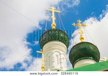 Cross And Domes Of Russian Orthodox Church