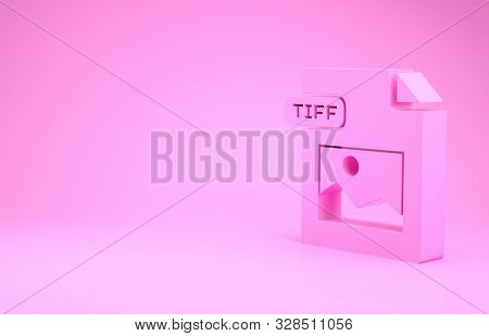 Pink Tiff File Document. Download Tiff Button Icon Isolated On Pink Background. Tiff File Symbol. Mi