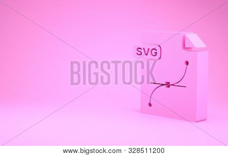 Pink Svg File Document. Download Svg Button Icon Isolated On Pink Background. Svg File Symbol. Minim