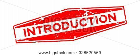 Grunge Red Introduction Word Hexagon Rubber Seal Stamp On White Background
