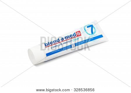Chisinau, Moldova - October 19, 2019. Blend-a-med Toothpaste,  Extra Fresh,  Made By Procter & Gambl