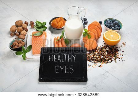 Food For Eyes Health. Foods That Contain Vitamins, Nutrients, Minerals And  Antioxidants.