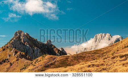 The Carnic Alps In A Colorful Autumn Day