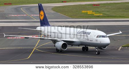 Airplane Taxi In Dusseldorf Airport
