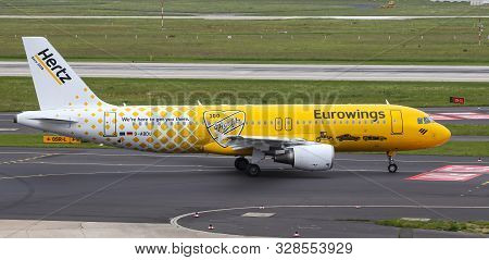 Airplane Taxi In Dusseldorf Airport