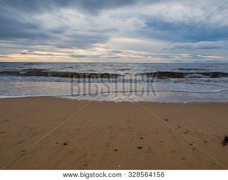 Waves On The Shore Of The North Sea In Brora