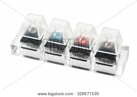 Mechanical Switch Keys, Isolated On White Background. Used As A Sample Keys When Choosing A Keyboard
