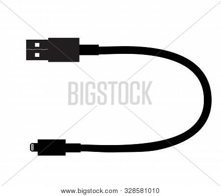 Usb Cable Icon On White Background. Flat Style. Charger Usb Cable Symbol. Charger Icon Sign.