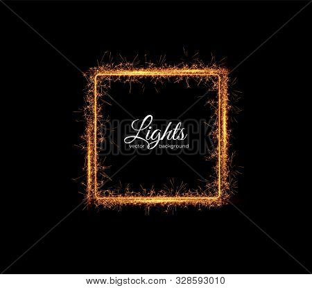 Retangular Luxury Golden Shiny Frame Vector Background. Eps10